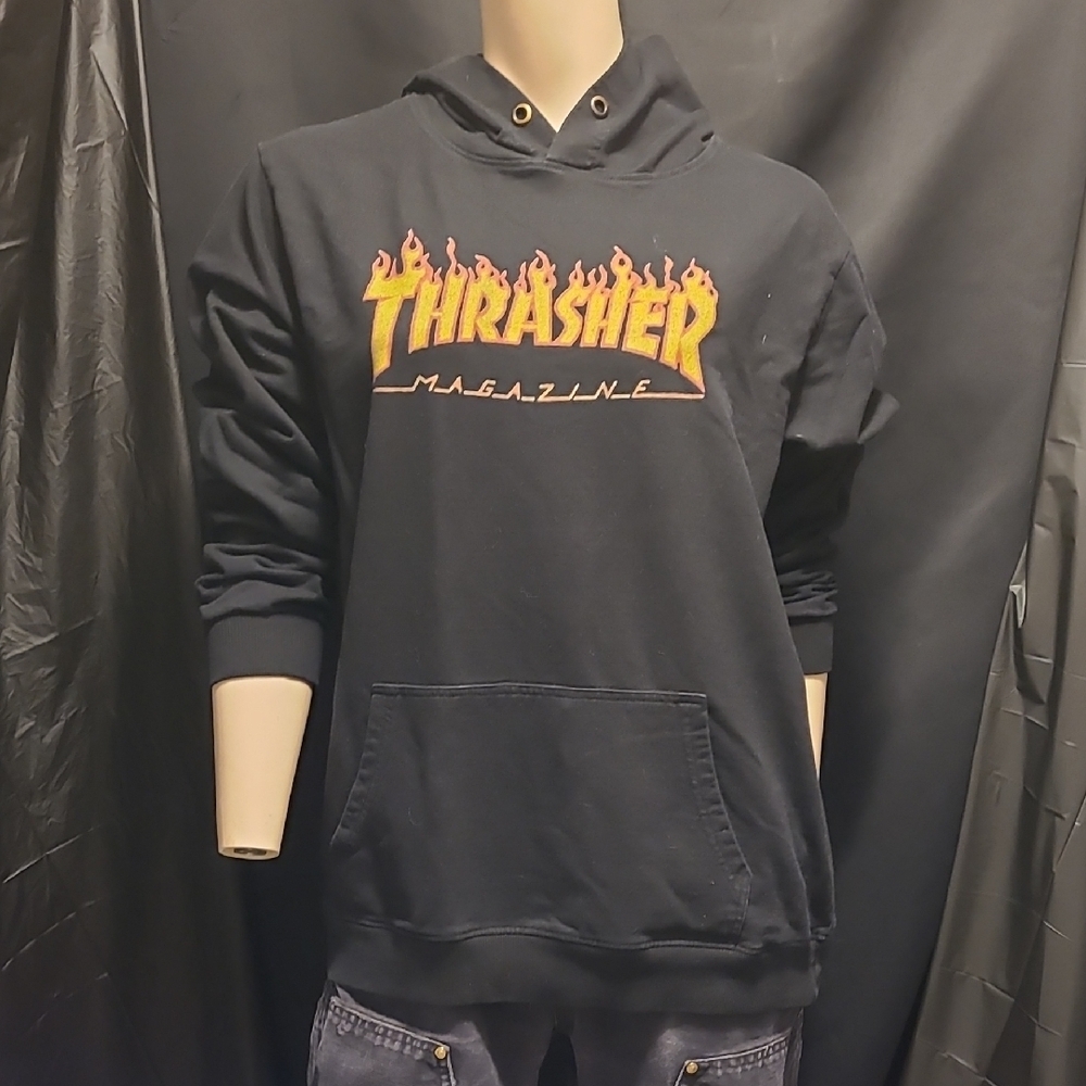Thrasher Black Hoodie with Flame Logo SIZE MEDIUM